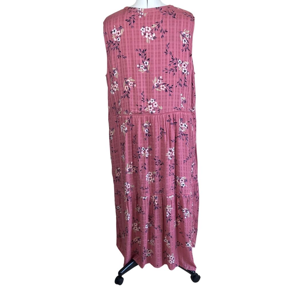 J. Jill Sz 3X NWT Dusty Rose Tiered Floral Sleeveless Rayon Maxi Dress - Picture 10 of 16